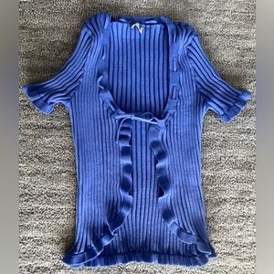 FREE PEOPLE SHORT SLEEVE TIE TOP